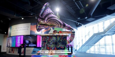 A colorful gramophone at the GRAMMY Museum. 
