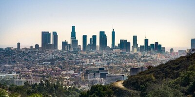 A photo of the downtown LA skyline. 